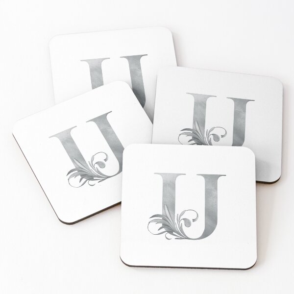 Item preview, Luxury Floral Monogram U: Elegant Grey and Silver Typography designed and sold by Fil4.