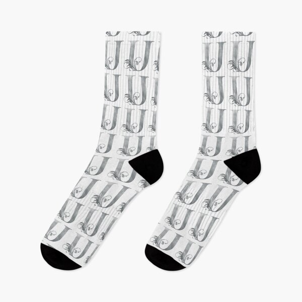 Item preview, Luxury Floral Monogram U: Elegant Grey and Silver Typography designed and sold by Fil4.