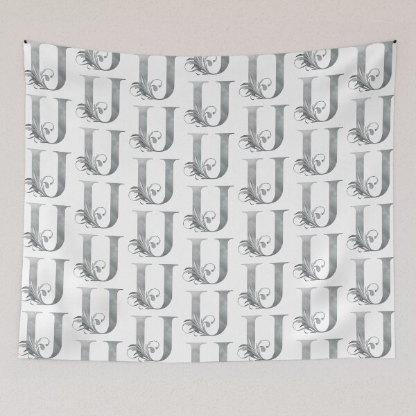 Item preview, Luxury Floral Monogram U: Elegant Grey and Silver Typography designed and sold by Fil4.