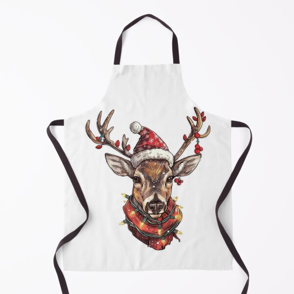 Item preview, Festive Reindeer Sticker with Christmas Lights, Santa Hat, and Scarf designed and sold by tjnextgen99.