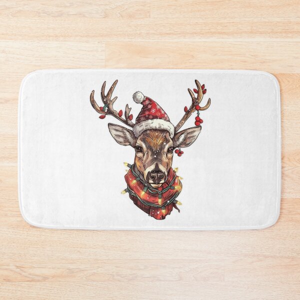 Item preview, Festive Reindeer Sticker with Christmas Lights, Santa Hat, and Scarf designed and sold by tjnextgen99.