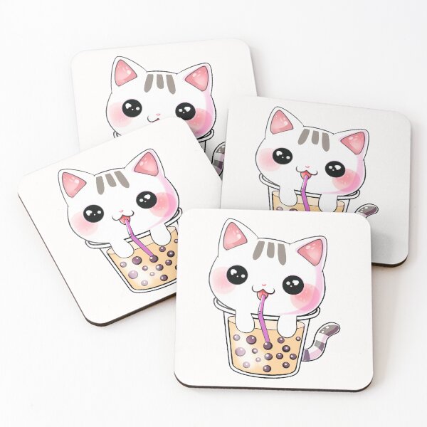 Item preview, Kawaii cat bubble tea designed and sold by Anbe_design.