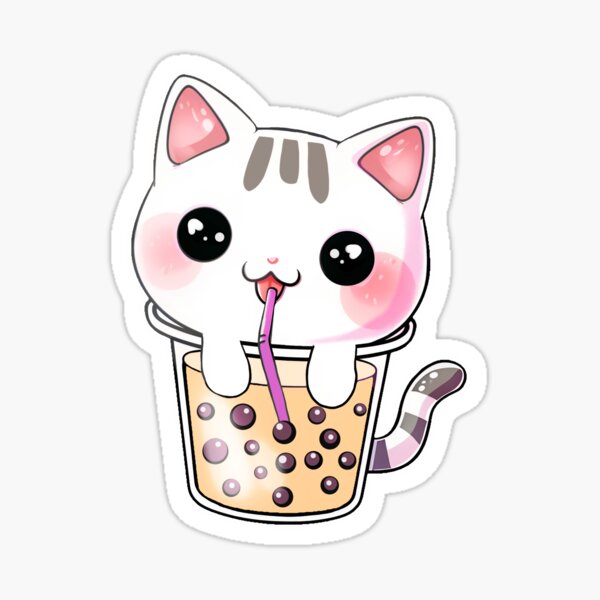 Item preview, Kawaii cat bubble tea designed and sold by AngelinaBezm.
