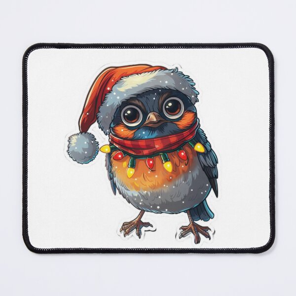 Item preview, Hyper Realistic Robin with Christmas Lights, Santa Hat, and Scarf designed and sold by tjnextgen99.
