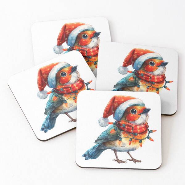 Item preview, Hyper Realistic Christmas Robin Sticker with Lights and Santa Hat designed and sold by tjnextgen99.