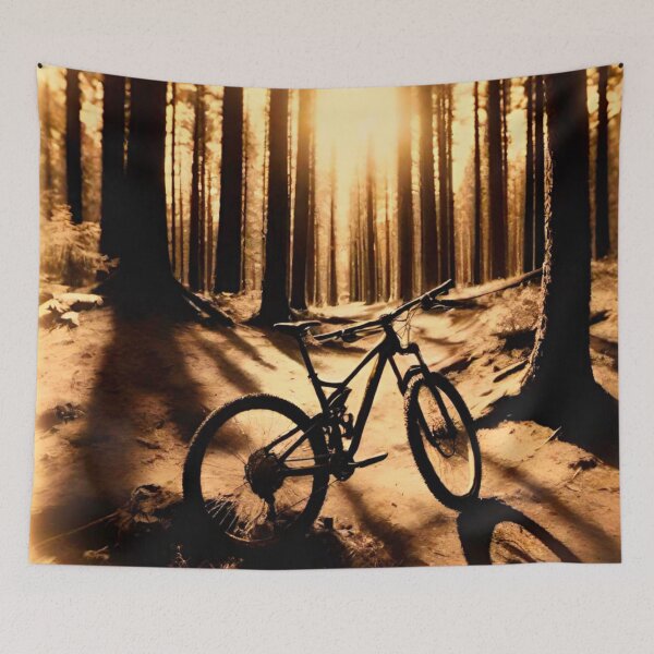 Item preview, Sepia-Toned MTB Adventure in Forest designed and sold by GrizzlyCollective.