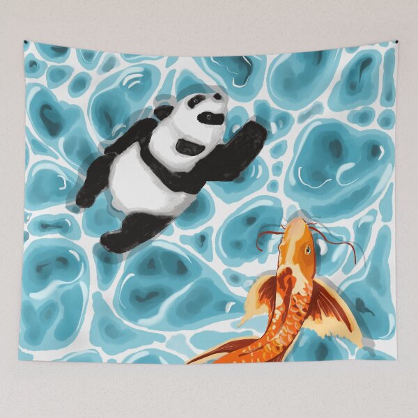 Item preview, Colorful Floating Orange Fish and Cute Panda Artwork – Perfect for Home Decor designed and sold by Pandositive.