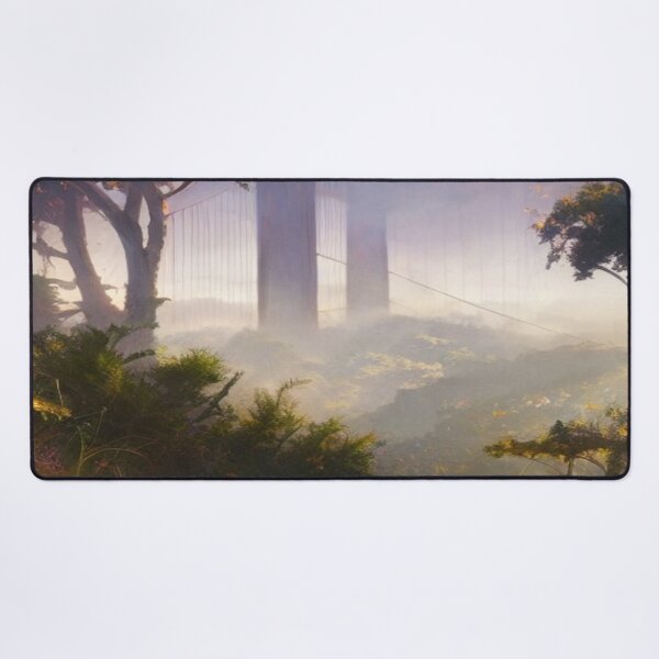Item preview, Dreamy autumn scene: bridge over misty valley, surrounded by trees in autumn splendor designed and sold by FotoworldEdel.