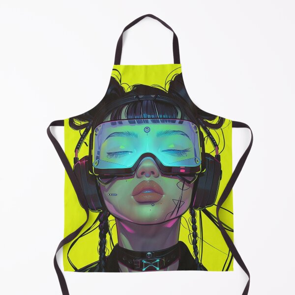 Item preview, Futuristic Japanese Urban Cyberpunk Girl On Yellow Background designed and sold by Nightarcade.