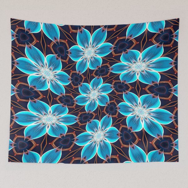 Item preview, Abstract Blue Flowers Pattern designed and sold by Patternflower.