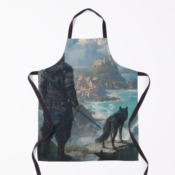 Item preview, Celtic warrior with his wolf in front of a seaside castle designed and sold by MojennEditions.