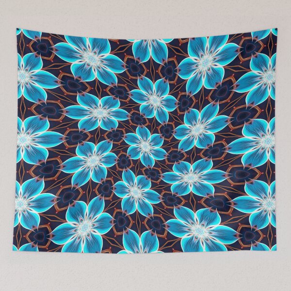 Item preview, Abstract Blue Flowers Pattern designed and sold by Patternflower.
