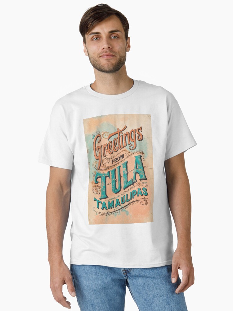 Thumbnail 1 of 7, Classic T-Shirt, Tula Tamaulipas Mexico Magic Town Postcard Vintage Travel designed and sold by MangaWorld4All.