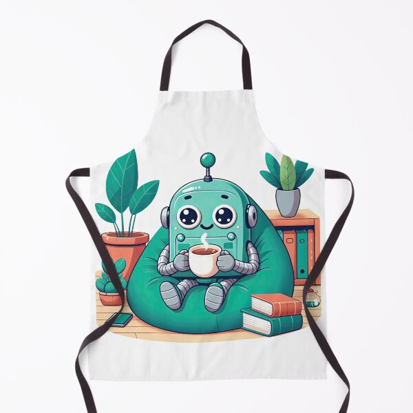 Item preview, A robot sitting on a sofa drinking a hot drink designed and sold by ChouWorkDesign.