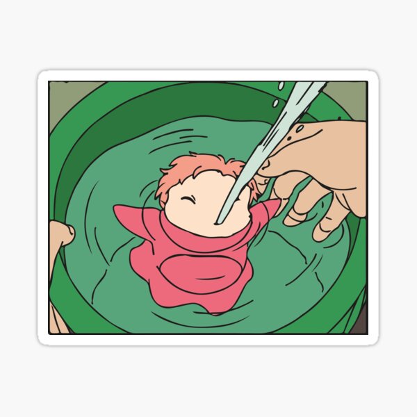 Vista previa del artículo con la obra «Ponyo en el cubo de agua», diseñado y vendido por Crystalmoonbabe.