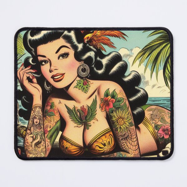 Item preview, Tattooed Tropical Girl designed and sold by PulpVintage.