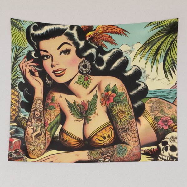 Item preview, Tattooed Tropical Girl designed and sold by PulpVintage.