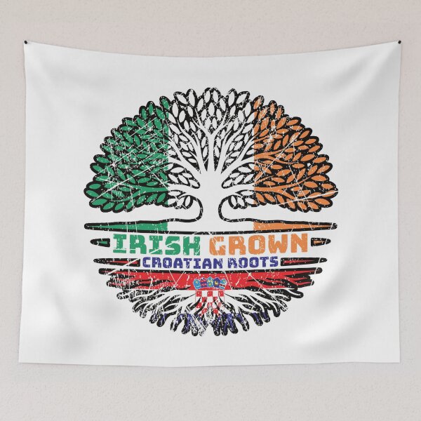Item preview, Croatian Croatia Irish Ireland Tree Roots Flag designed and sold by FlagX.