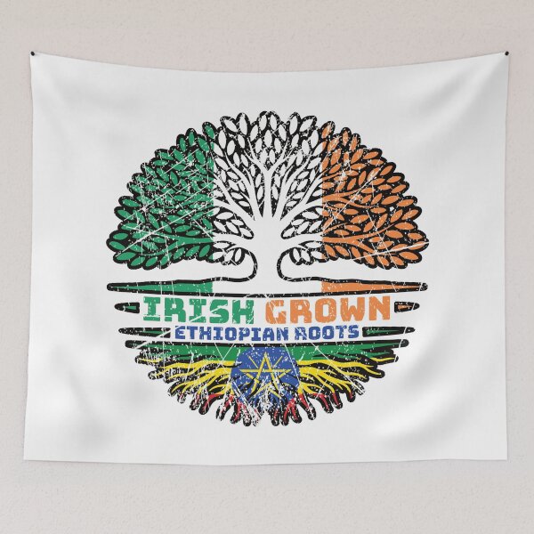 Item preview, Ethiopia Ethiopian Irish Ireland Tree Roots Flag designed and sold by FlagX.