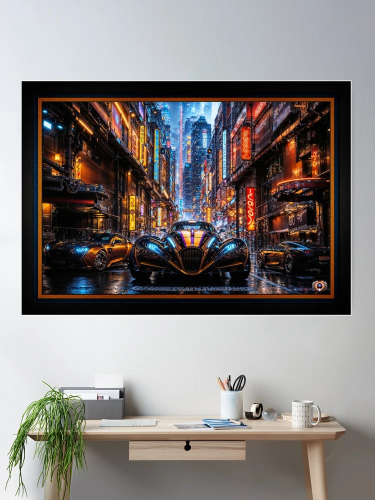 Midnight Cougar Futuristic Cyberpunk Sports Coupe AI Concept Art by Xzendor7- Ny hatsaran'ny Tech 2 Midnight Cougar Futuristic Cyberpunk Sports Coupe Captivating AI Concept Art by Xzendor7 Wall Decor Poster Art Print