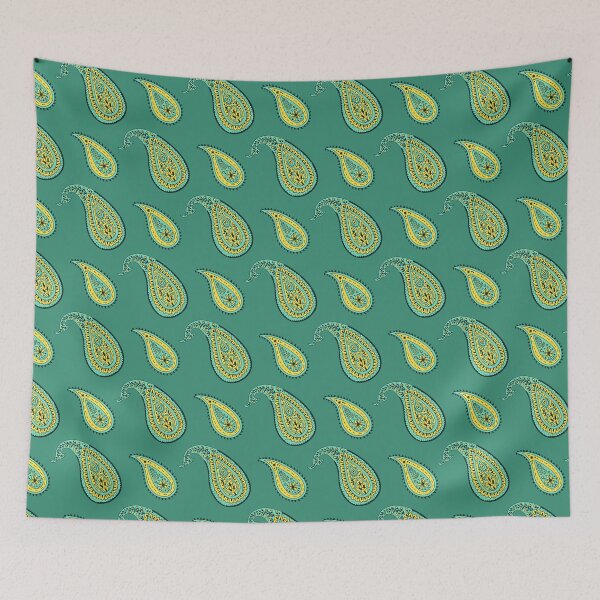 Item preview, Yellow and Teal Bohemian Paisley Pattern designed and sold by paldronma.