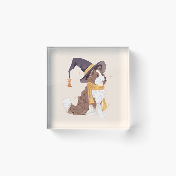Item preview, Cute Brown Border Collie Wizard Dog with Big Wizard Hat - Magical Pet Illustration designed and sold by YaraCuteArt.