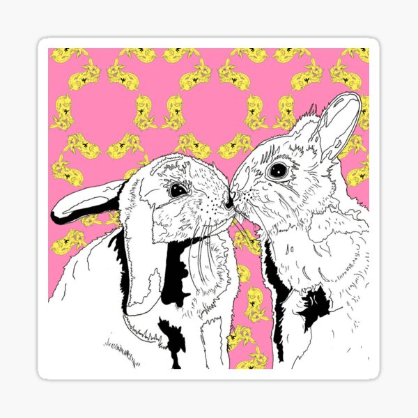 Compassionate Animals - Kissing Rabbits - Vegan Sticker