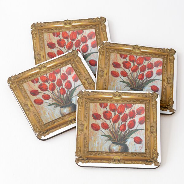 Item preview, Red Tulips in a Vase v2 designed and sold by MyPaintingsForU.