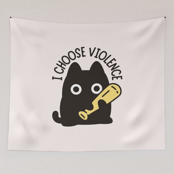 Item preview, I choose violence - cat with a baseball designed and sold by Neadoodles.