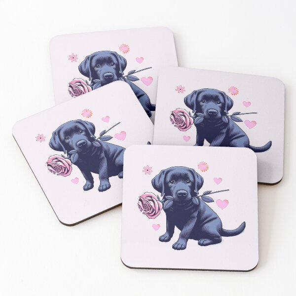 Item preview, Navy Labrador Retriever Giving a Pink Rose designed and sold by Nanthanon.