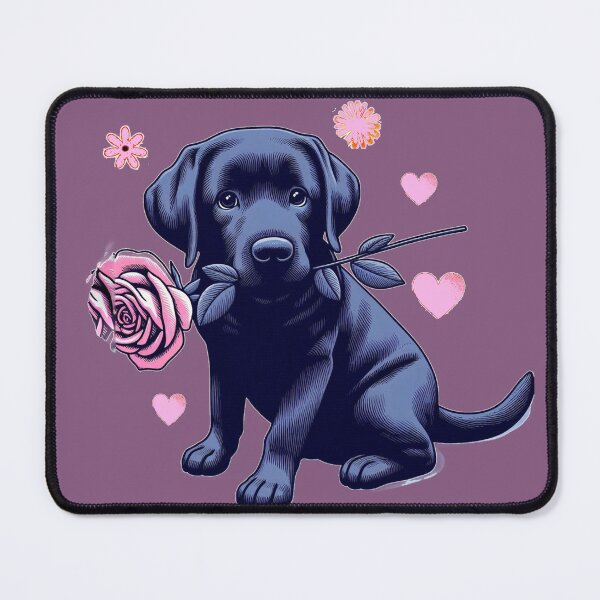 Item preview, Navy Labrador Retriever Giving a Pink Rose designed and sold by Nanthanon.