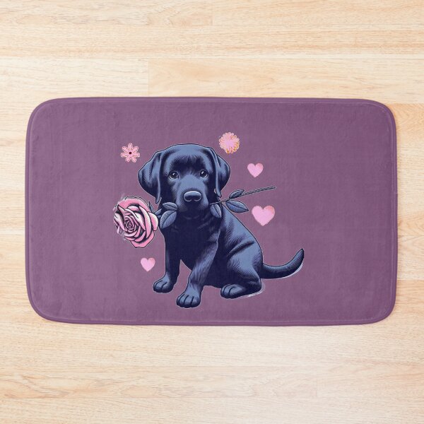 Item preview, Navy Labrador Retriever Giving a Pink Rose designed and sold by Nanthanon.