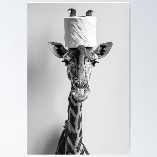 Item preview, Giraffe in Bathroom with Toilet Paper on Head designed and sold by CheekyAnimalz.