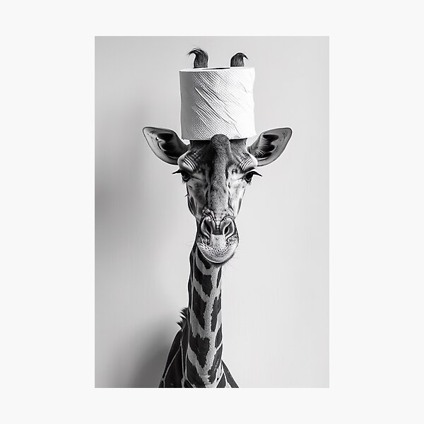 Item preview, Giraffe in Bathroom with Toilet Paper on Head designed and sold by CheekyAnimalz.