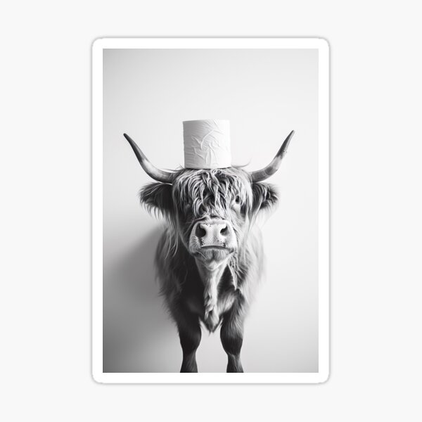 Item preview, Highland Cow in Bathroom with Toilet Paper on Head designed and sold by CheekyAnimalz.