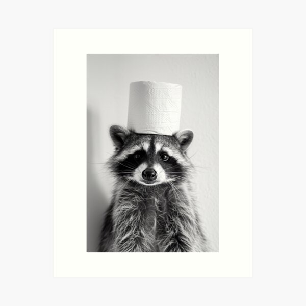 Item preview, Raccoon in Bathroom with Toilet Paper on Head designed and sold by CheekyAnimalz.