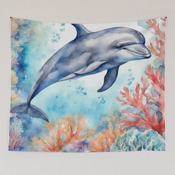 Artikelvorschau, Delphin-Meerestiermuster im Aquarell entworfen und verkauft von Tammy Marie Russell.
