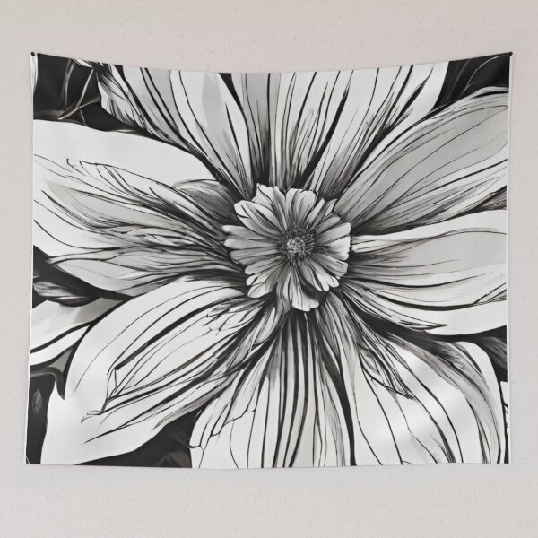 Artikelvorschau, Schwarz-weißes Sonnenblumen-Blumenmuster entworfen und verkauft von Tammy Marie Russell.