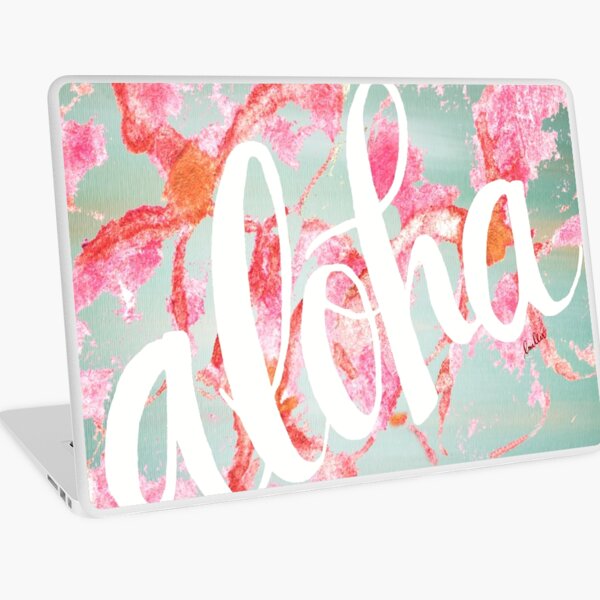 Aloha Hawaii Green Abstract Flowers Laptop Skin