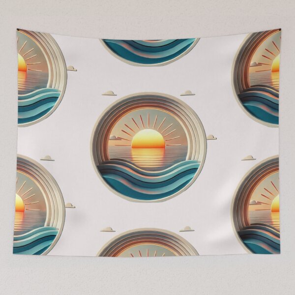 Item preview, Tranquil Ocean Sunset 3D designed and sold by WildVista.