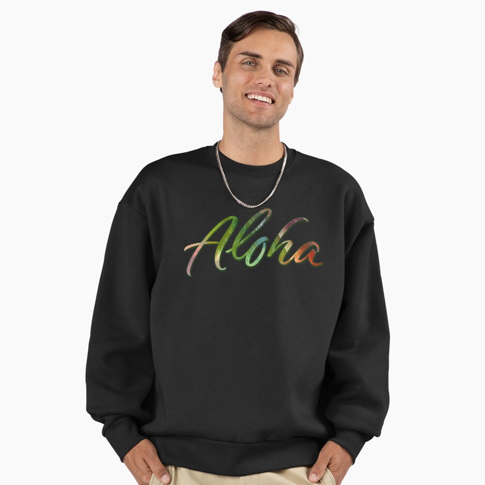 Aloha Tropical Flowers and Leaves Lettering  - Hawaii Hawaiian Calligraphy Sticker