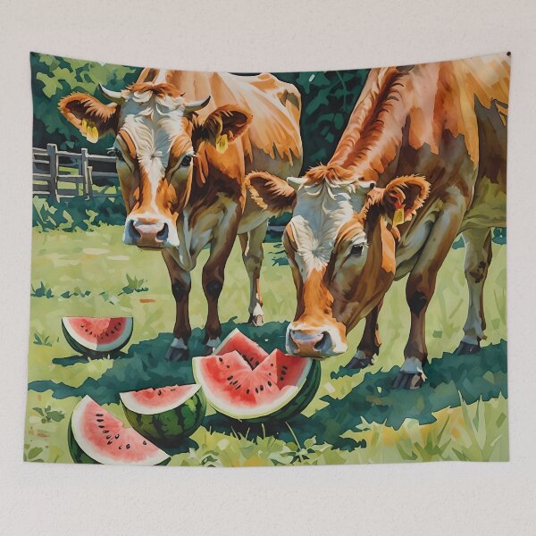 Item preview, Country Cows Eating Watermelon designed and sold by Paw's Arts.