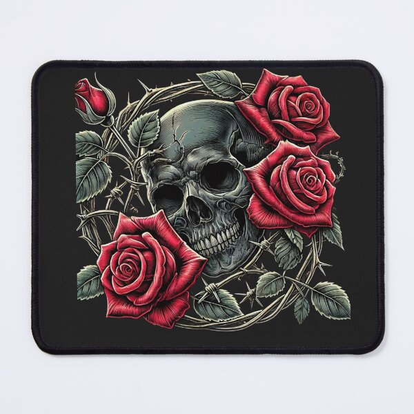 Item preview, Intricate Skull and Blood-Red Roses Gothic Art designed and sold by smc1059.