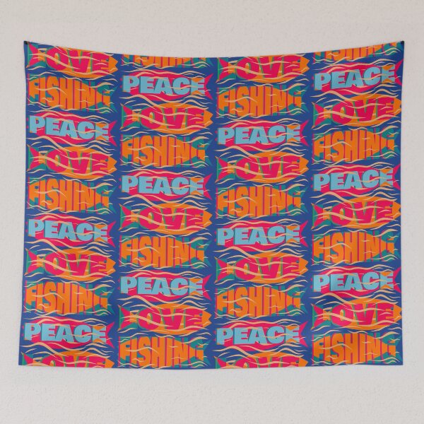 Item preview, Peace Love Fishing Hobby Retro Art designed and sold by ArtNoveltee.