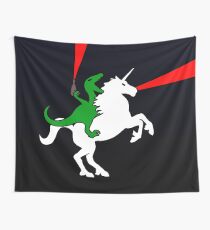 Dinosaur Riding Unicorn Wall Tapestry