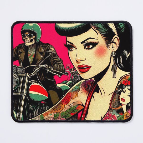 Item preview, Cute Motorcycle Pin-Up designed and sold by PulpVintage.