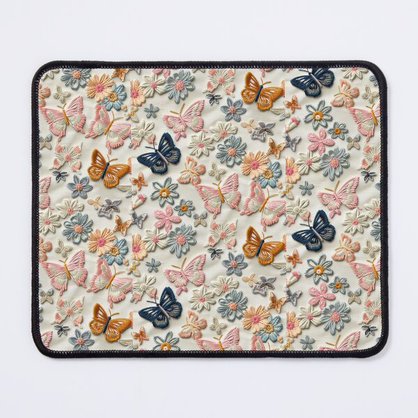 Item preview, Cute girly Floral Butterfly pastel colors - pink, blue and orange fairy for girls pretty embroidered  designed and sold by Fantasy Cache.