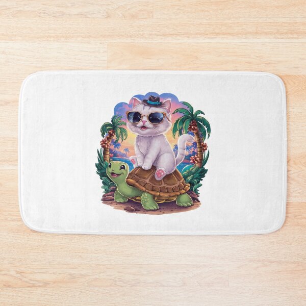 Item preview, Cat riding on a turtle designed and sold by YounexxART.