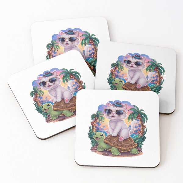 Item preview, Cat riding on a turtle designed and sold by YounexxART.