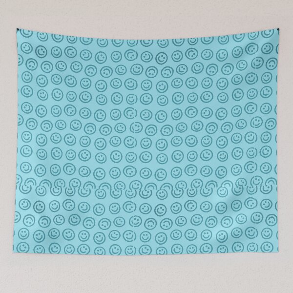 Item preview, duotone teal smiley face all around print  designed and sold by jessicaleah15.